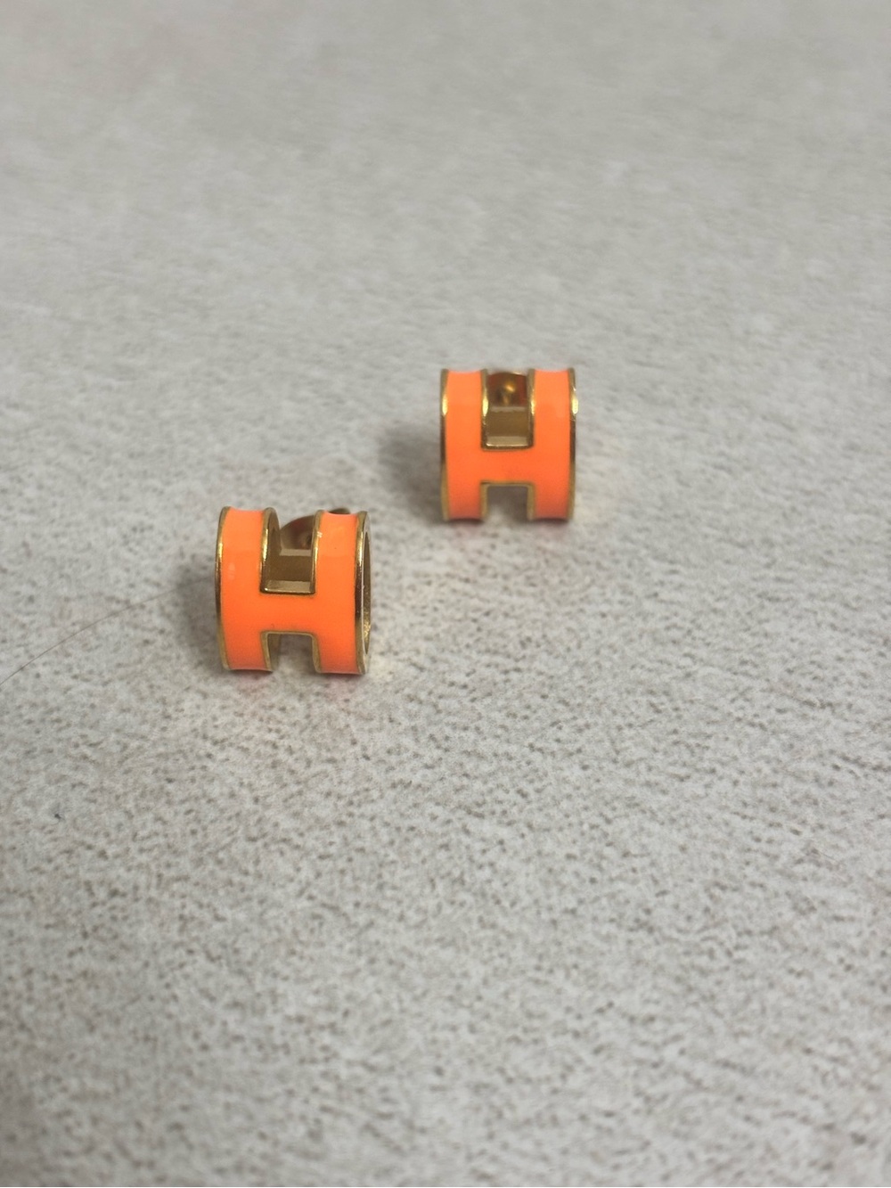 Orange Enamel Gold-Tone Stud Earrings